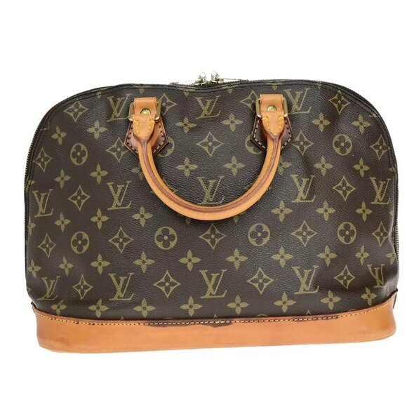 AUTHENTICITY GUARANTEED LOUIS VUITTON LV Logo Alma Hand Bag Monogram Leather - Picture 3 of 15